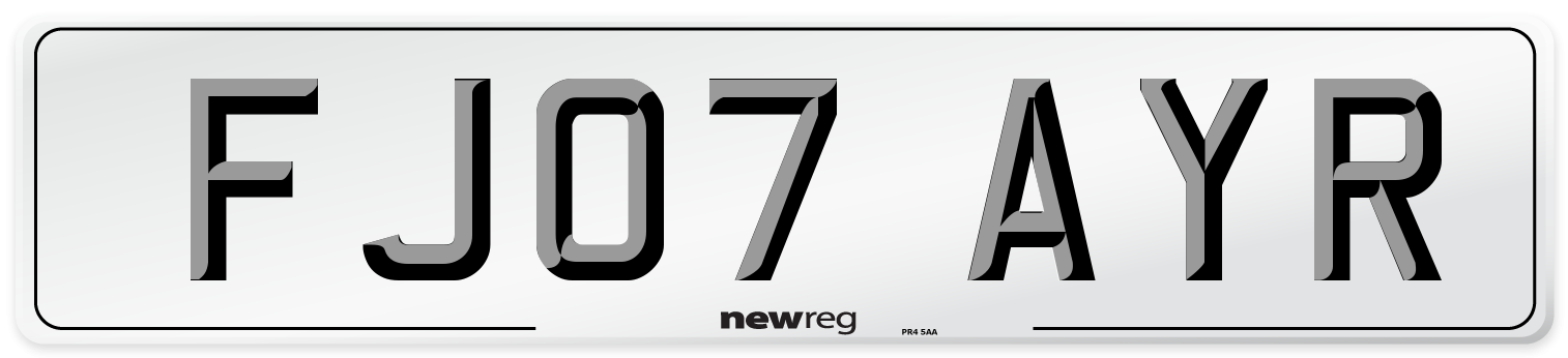 FJ07 AYR Number Plate from New Reg